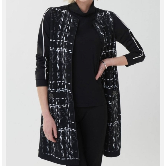 JOSEPH Ribkoff Black Grey white Coat Style blazer midi size 16 - Picture 2 of 10